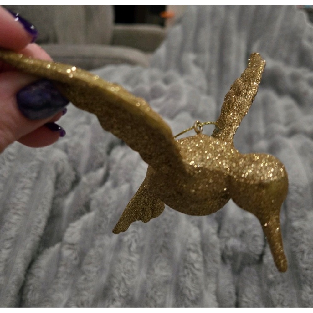 GOLD Glitter Hummingbird Ornament NATURE BIRDS